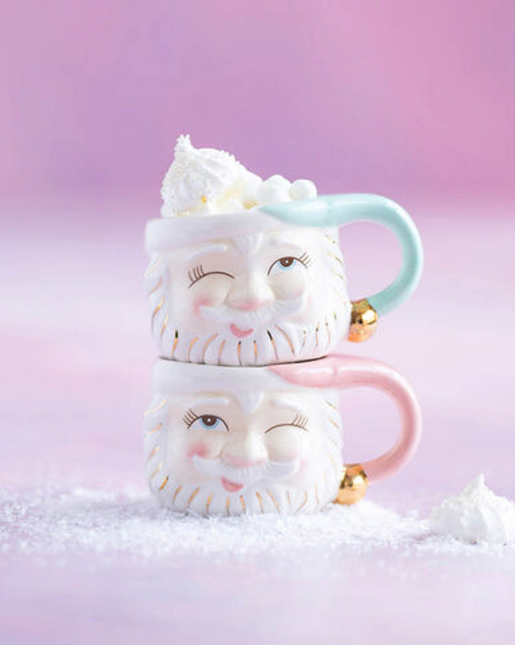 Little glitterville paper + party papa noel mug in pink