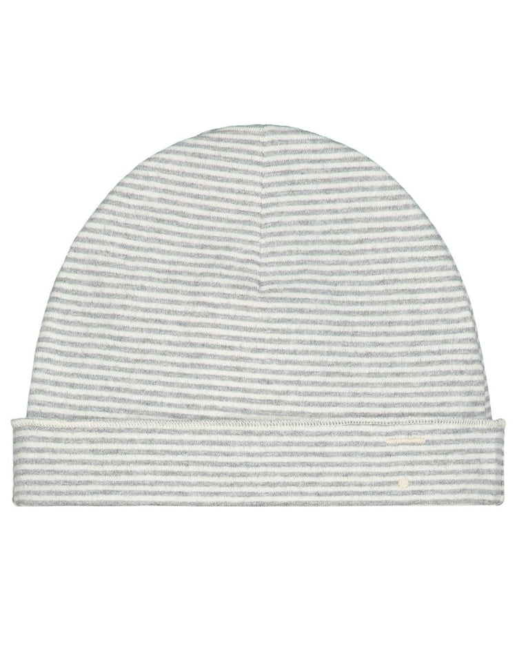 baby beanie in grey melange + cream