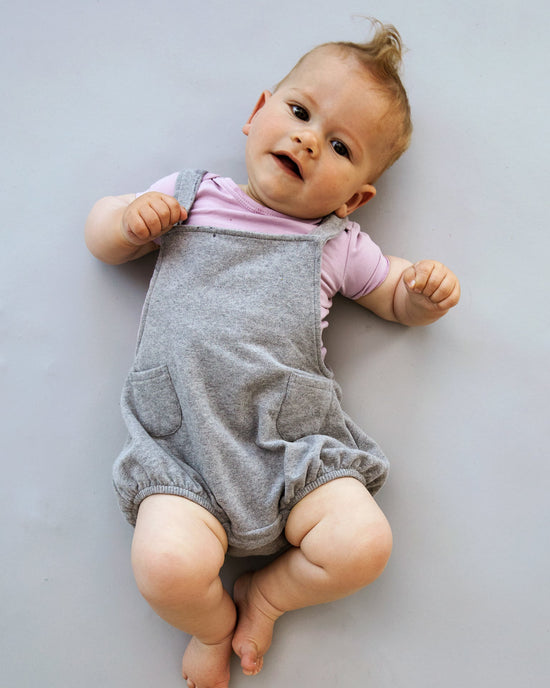 Little gray label baby girl baby bloomer suit in grey melange