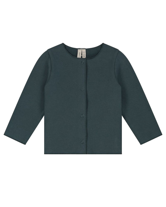 Little gray label layette baby cardigan in blue grey