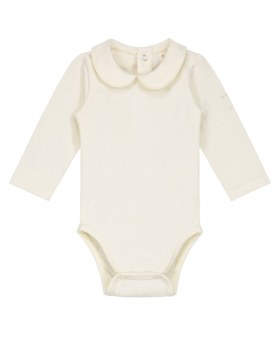 Little gray label baby girl baby collar onesie in cream