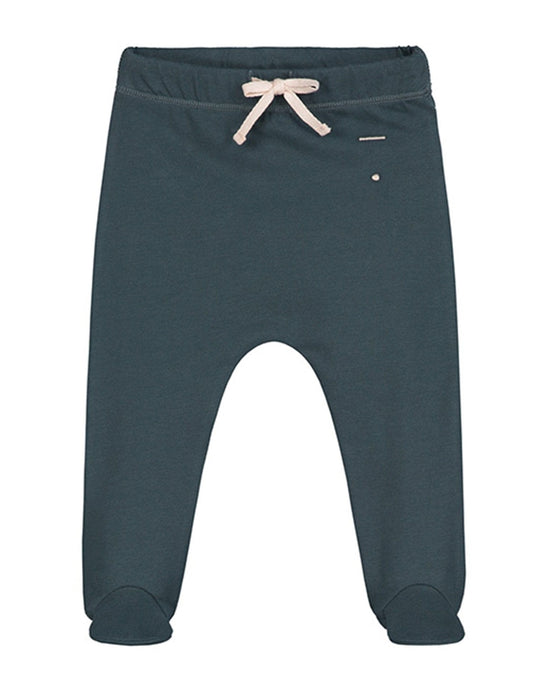 Little gray label layette baby footies in blue grey