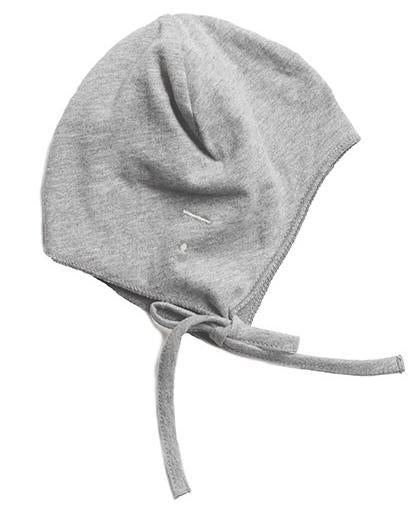 Little gray label baby accessories baby hat with strings in grey melange