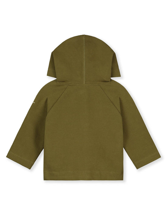 Little gray label baby baby hooded cardigan in olive green