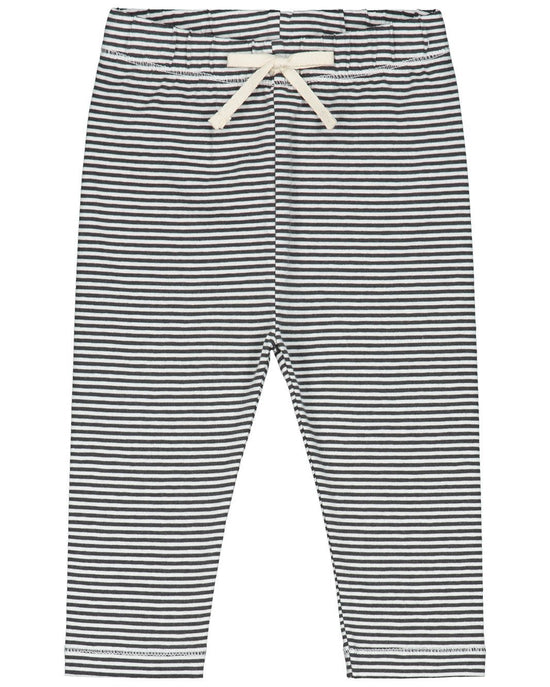 Little gray label baby boy baby leggings in nearly black + cream stripe