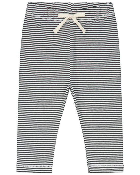 Little gray label baby boy baby leggings in nearly black + cream stripe