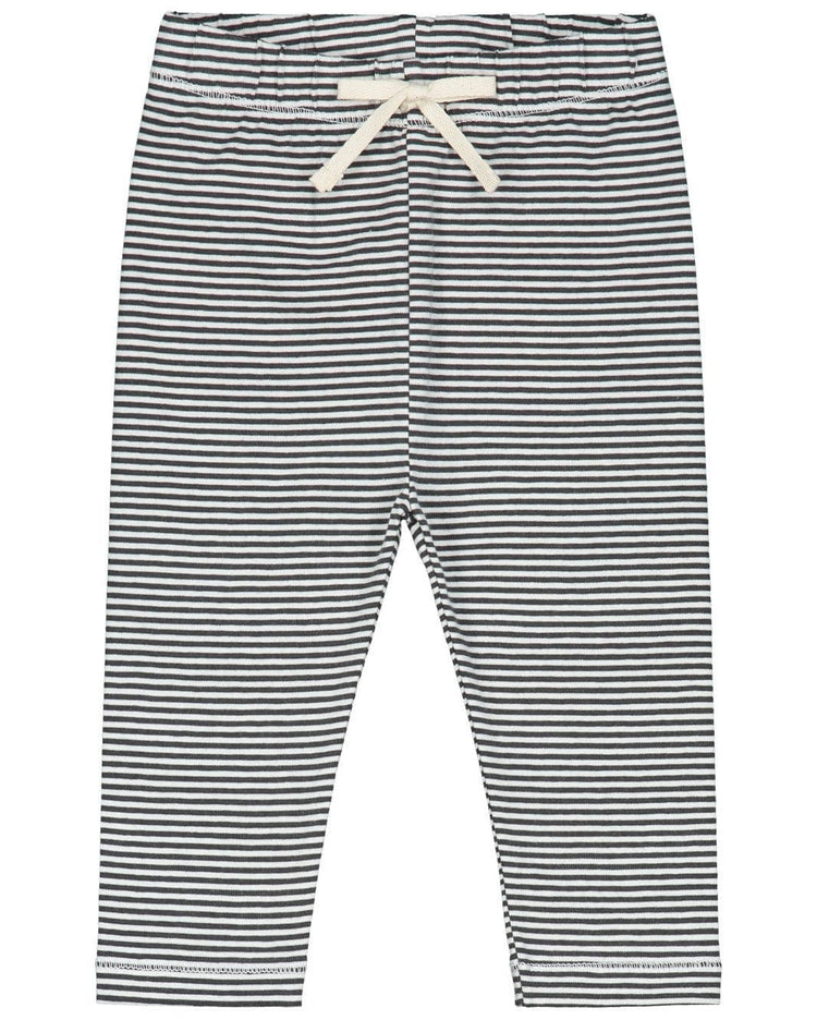 Little gray label baby boy baby leggings in nearly black + cream stripe