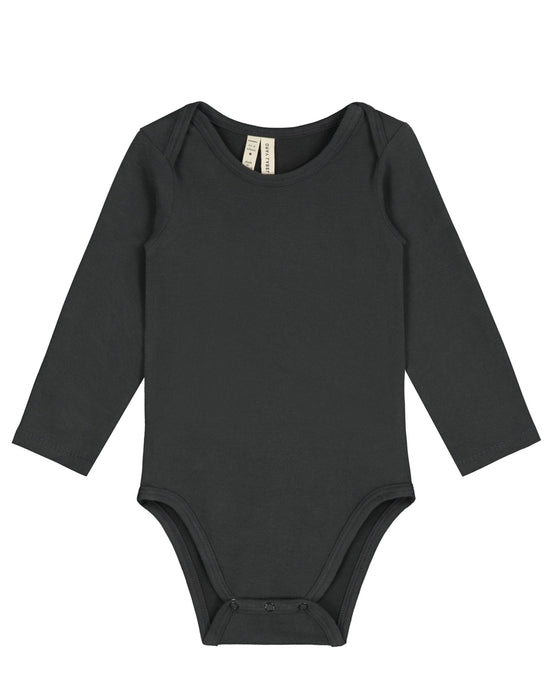 Little gray label layette baby long sleeve onesie in nearly black