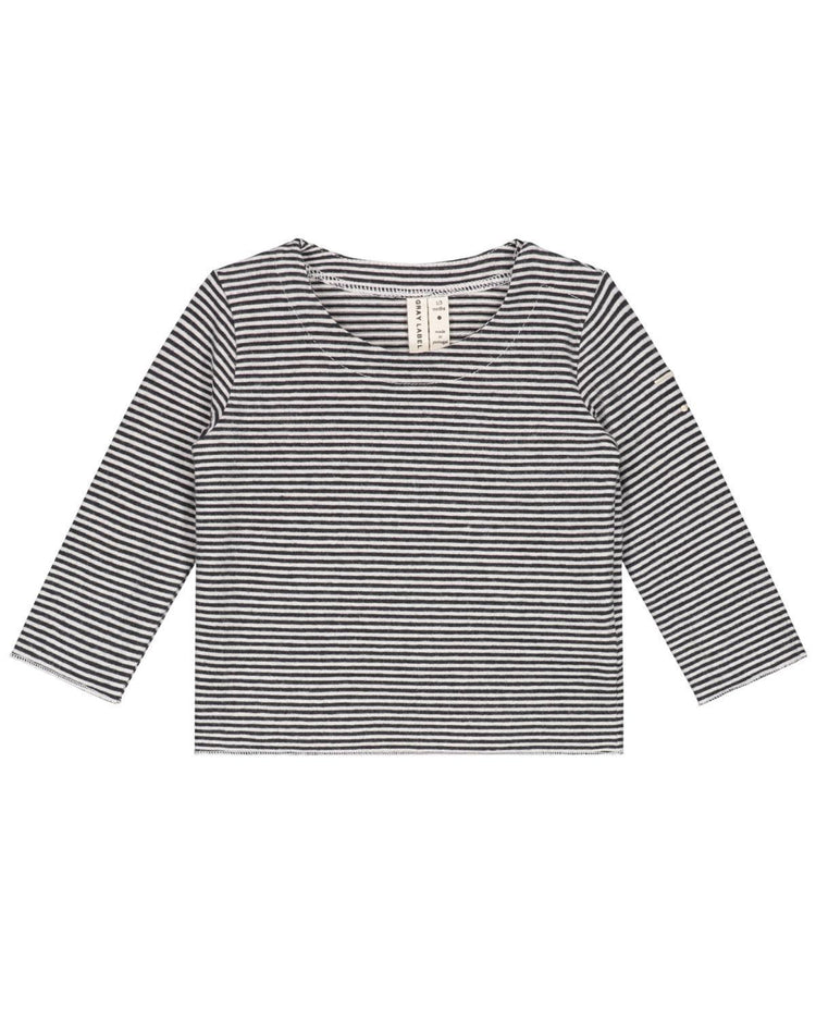 Little gray label layette baby long sleeve tee in nearly black + cream