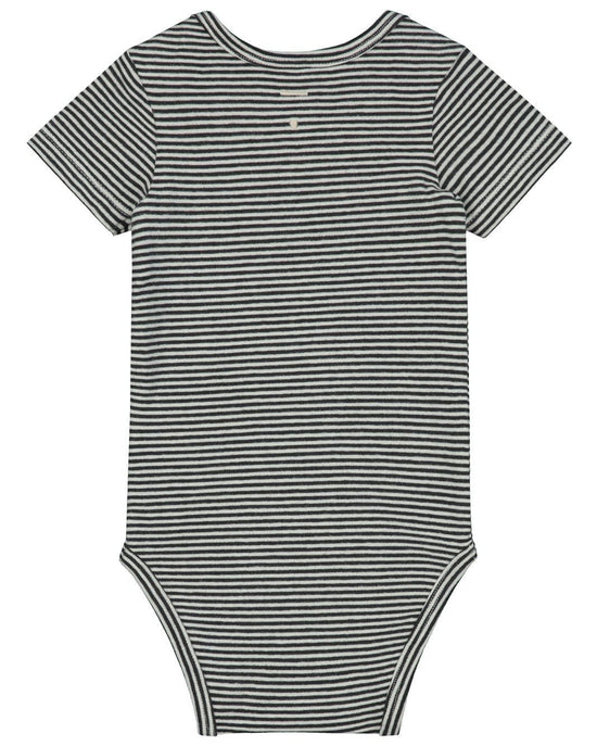 Little gray label baby boy baby onesie in nearly black + cream