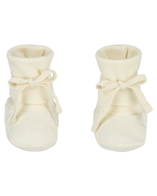 Little gray label baby accessories baby ribbed booties in cream