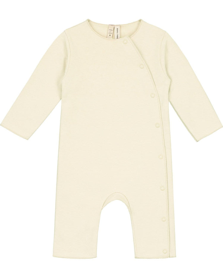 Little gray label baby boy baby suit with snaps in cream