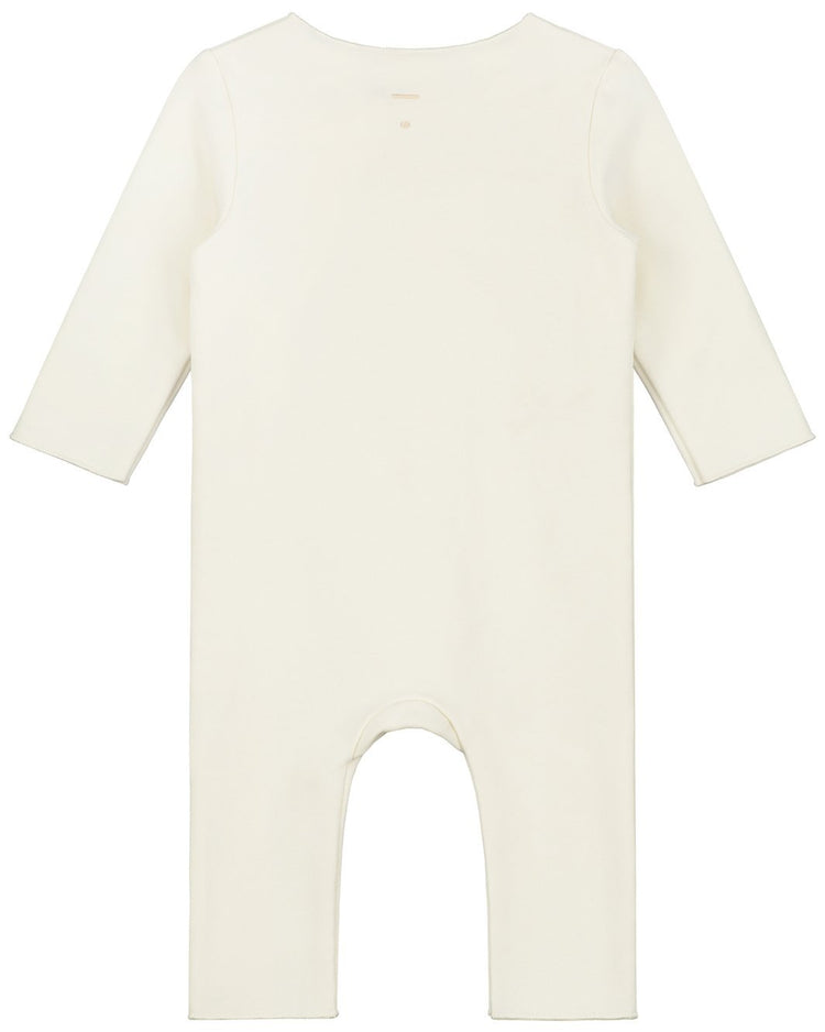 Little gray label baby boy baby suit with snaps in cream