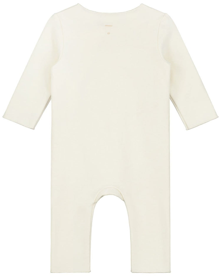 Little gray label baby boy baby suit with snaps in cream