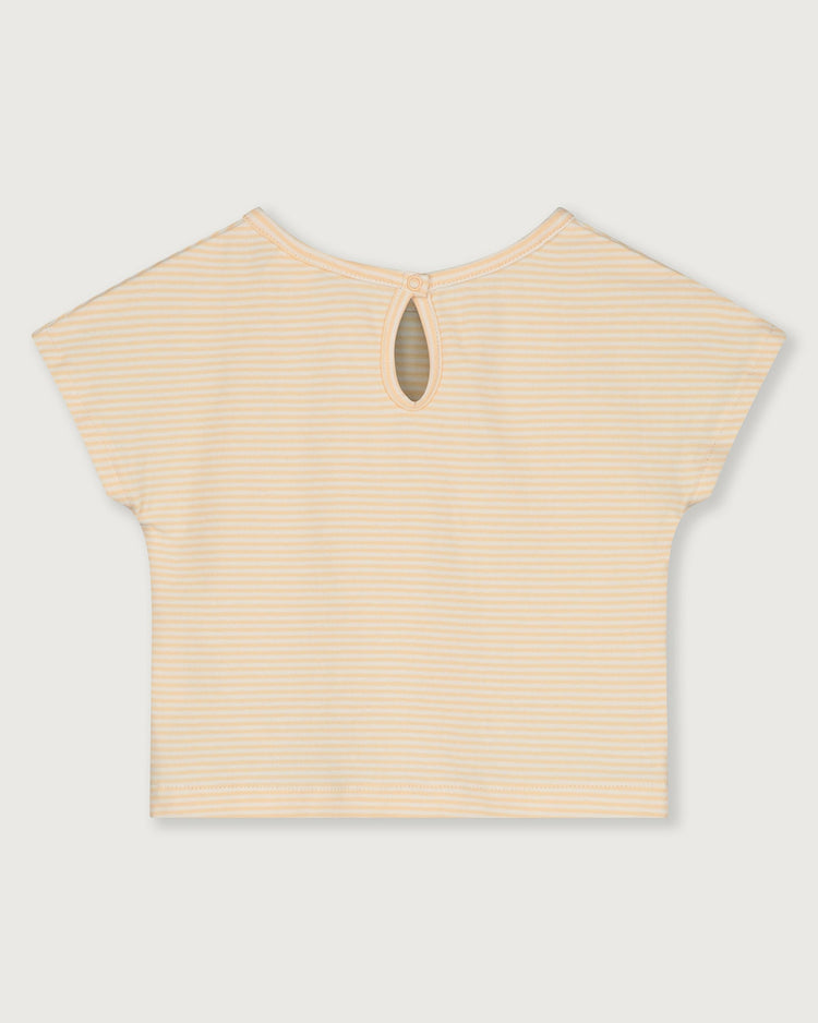 Little gray label baby girl baby top in apricot + cream
