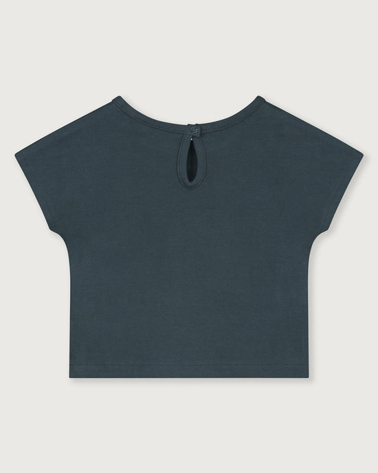 Little gray label baby girl baby top in blue grey