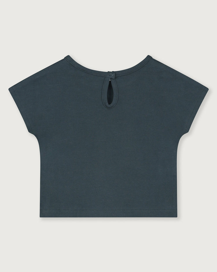 Little gray label baby girl baby top in blue grey