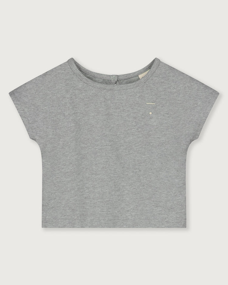 Little gray label baby girl baby top in grey melange