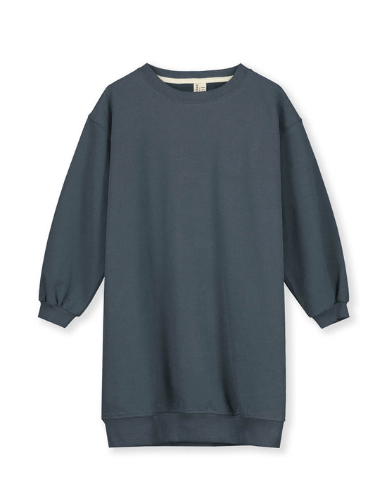 Little gray label kids dropped shoulder dress in blue grey