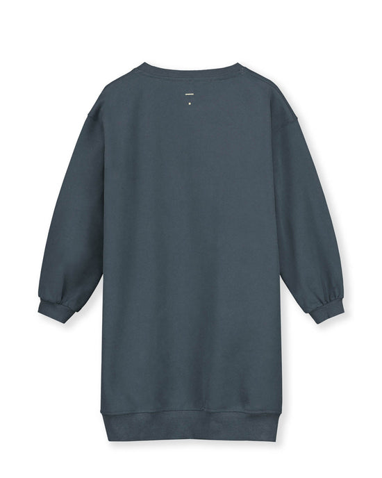 Little gray label kids dropped shoulder dress in blue grey