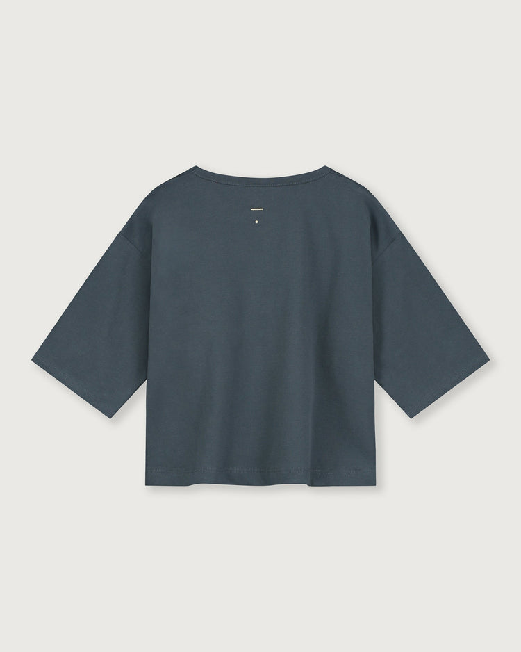 Little gray label girl dropped shoulder tee in blue grey