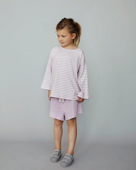 Little gray label girl dropped shoulder tee in purple haze + off white