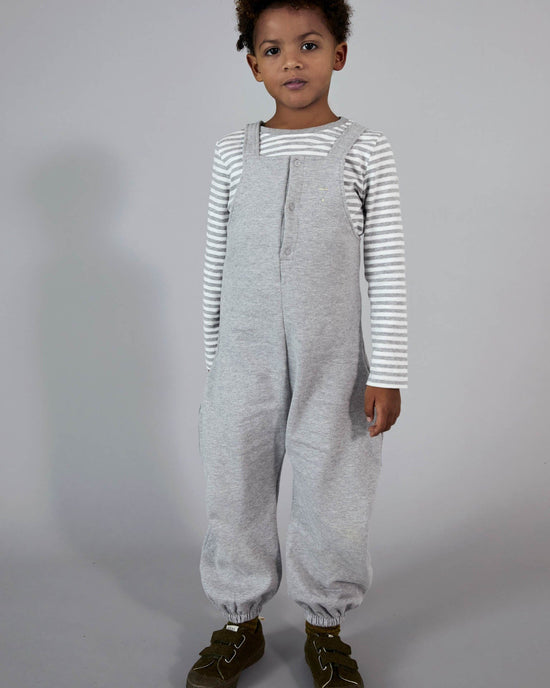 Little gray label kids dungaree suit in grey melange