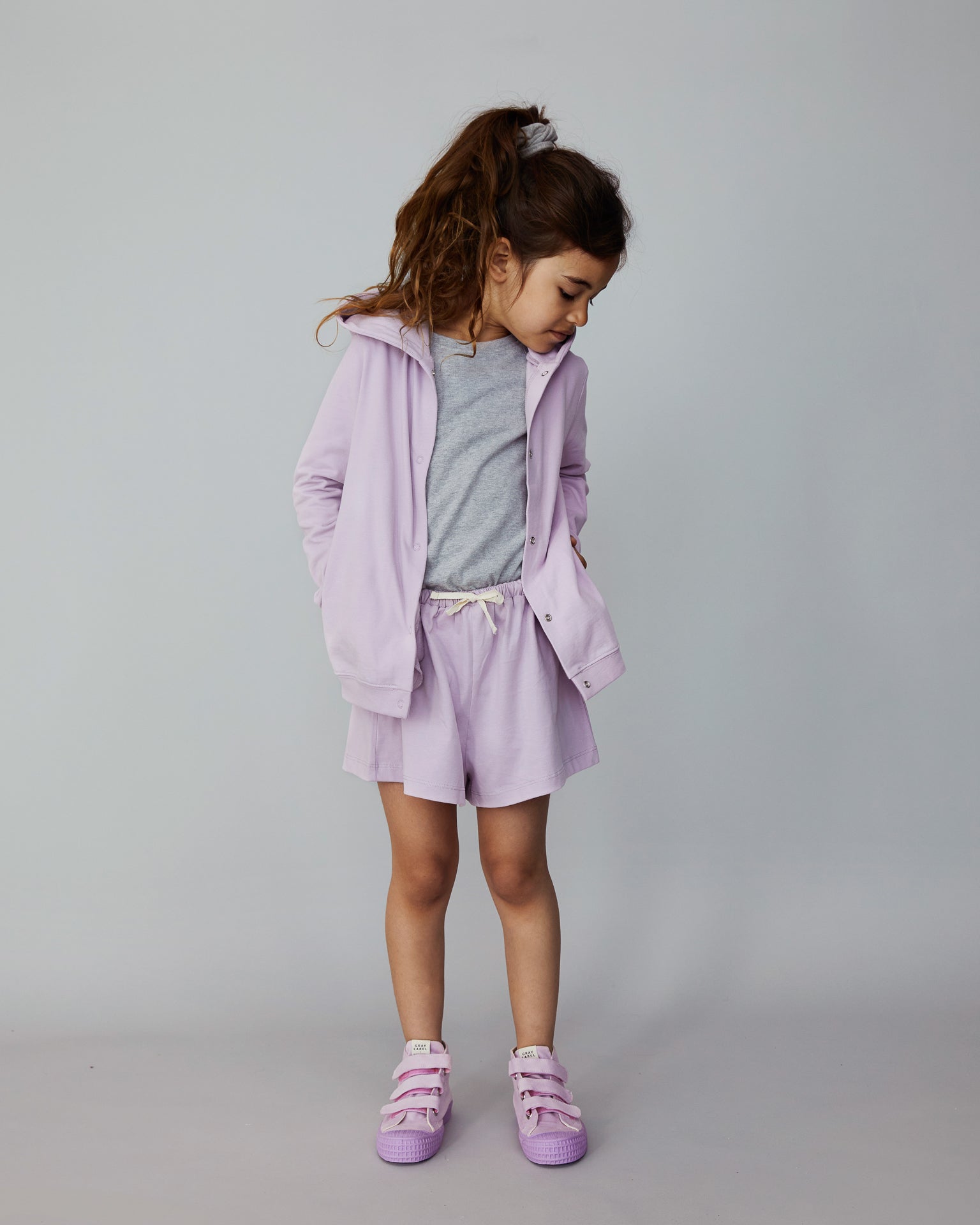 Little gray label girl hooded cardigan in purple haze