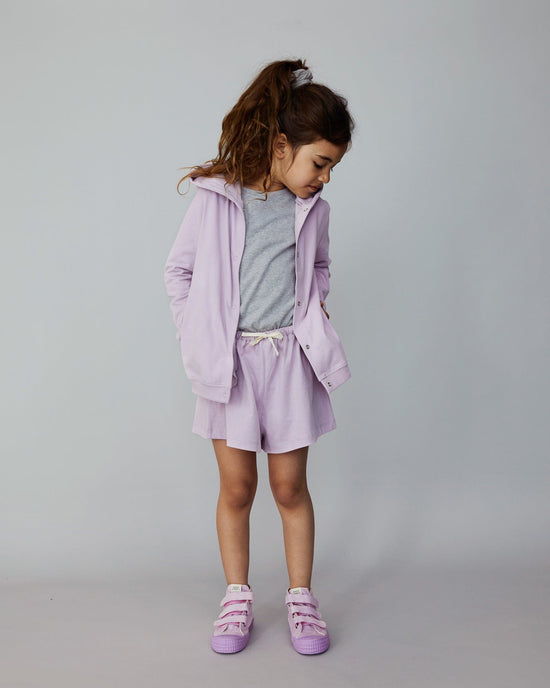 Little gray label girl hooded cardigan in purple haze