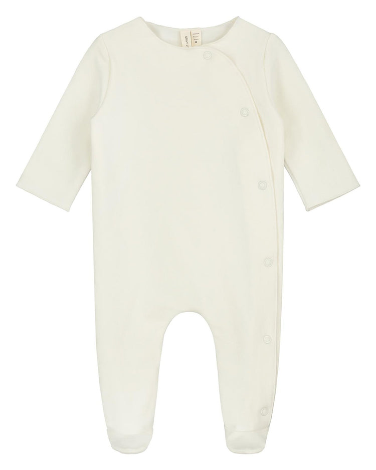Little gray label layette newborn suit with snaps in cream