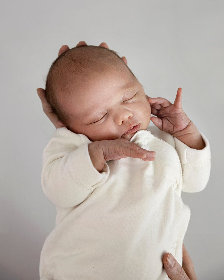 Little gray label layette newborn suit with snaps in cream