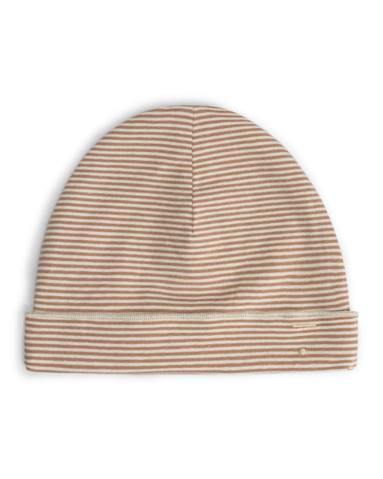 Little gray label baby organic baby beanie in biscuit + cream