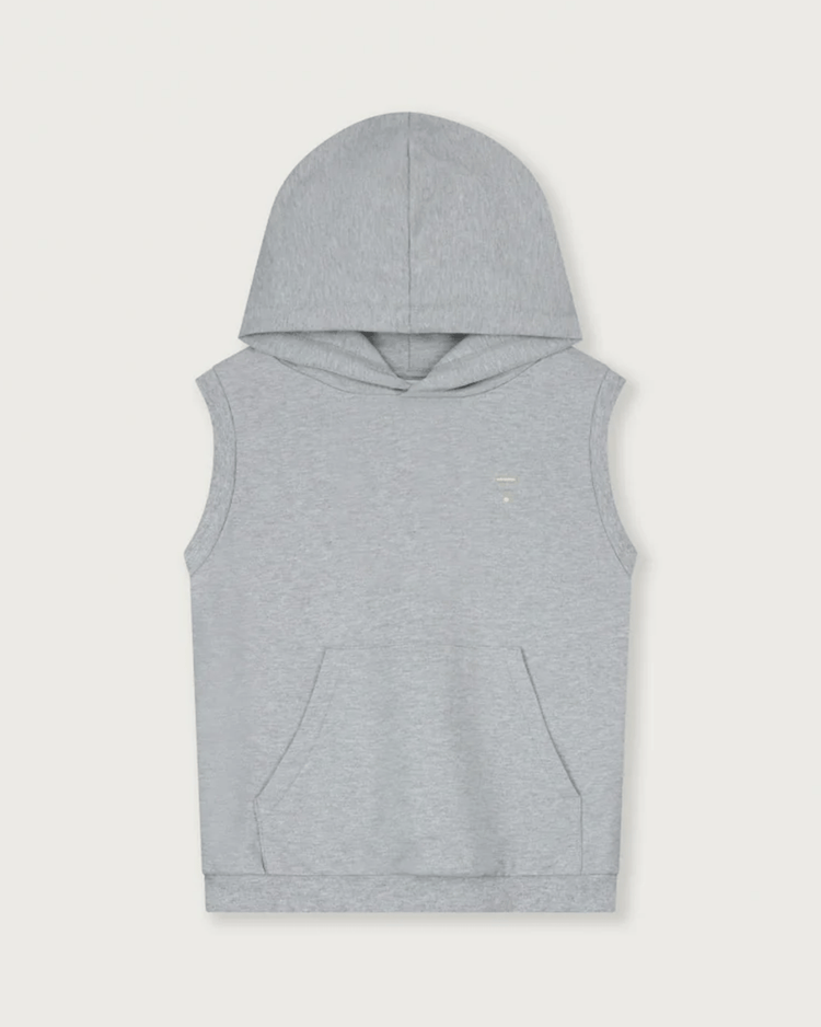 gray label organic hooded vest in grey melange - Little