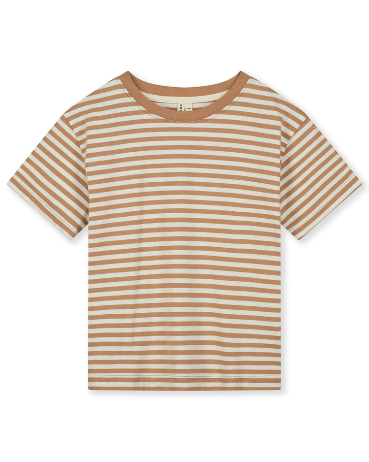 Little gray label kids organic oversized tee in biscuit + off white