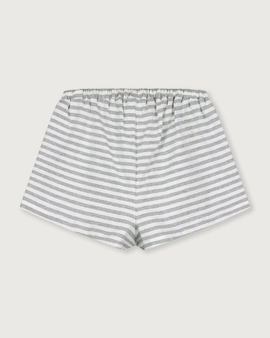 Little gray label girl oversized shorts in grey melange + off white