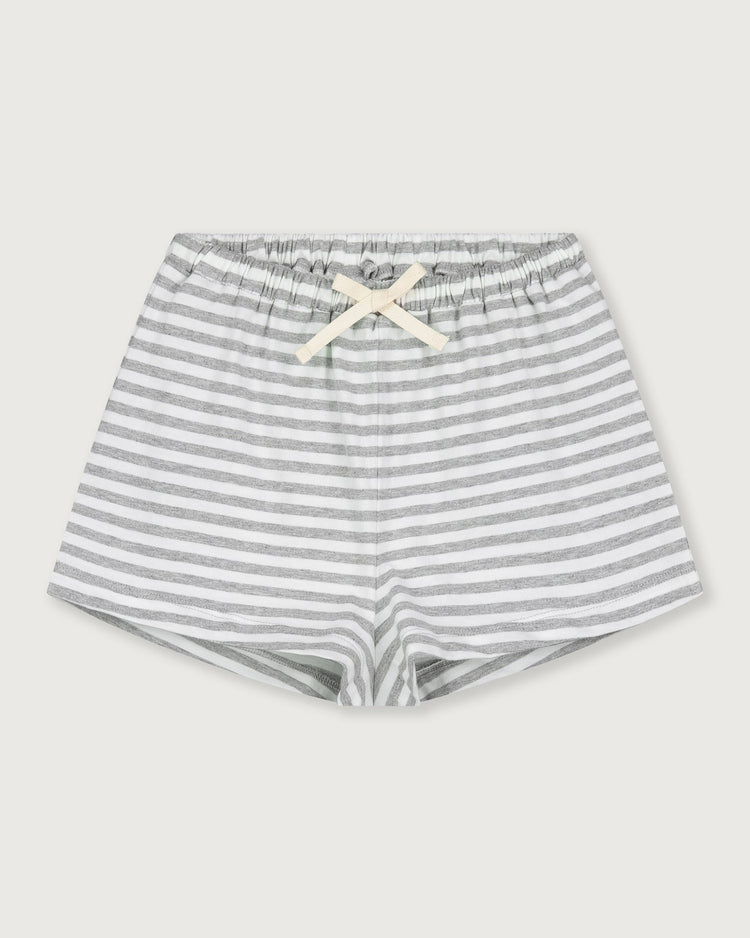 Little gray label girl oversized shorts in grey melange + off white