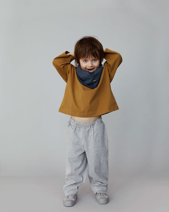 Little gray label girl puffy trousers in grey melange