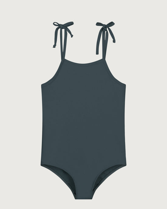 Little gray label girl swimsuit in blue grey