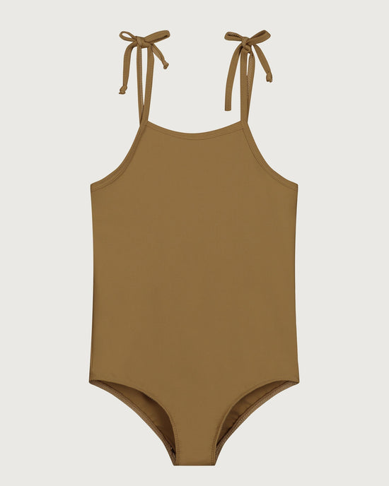 Little gray label girl swimsuit in peanut