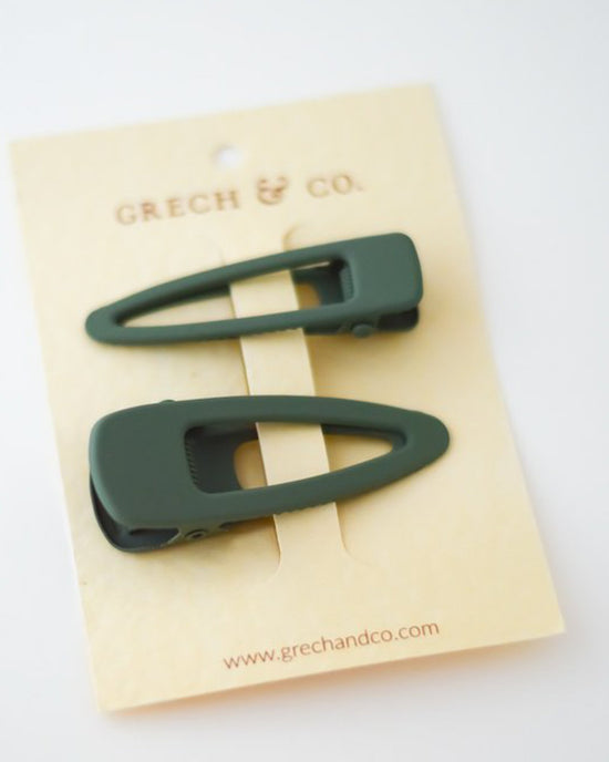 Little grech + co accessories matte clips set of 2 in fern