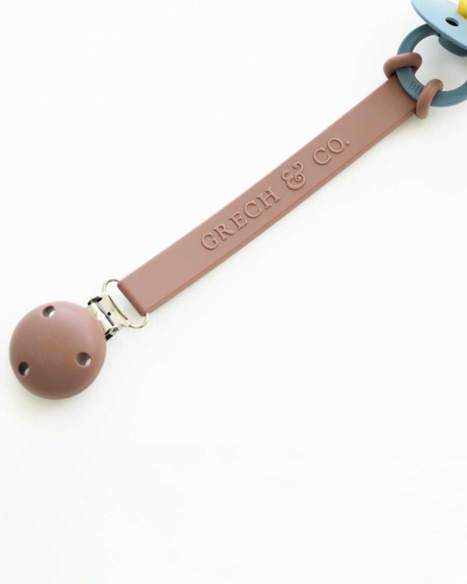 Little grech + co baby accessories pacifier clip in burlwood