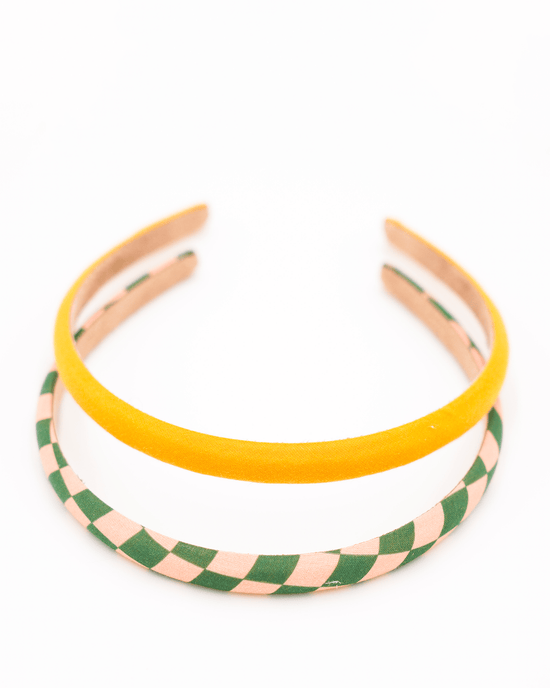 Little grech + co accessories set of headbands in sunset checks + orchard