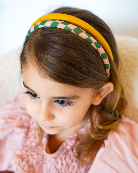 Little grech + co accessories set of headbands in sunset checks + orchard