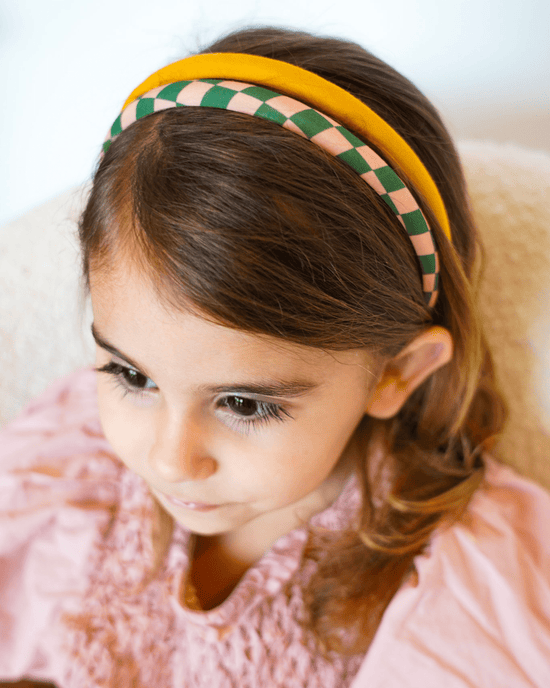 Little grech + co accessories set of headbands in sunset checks + orchard