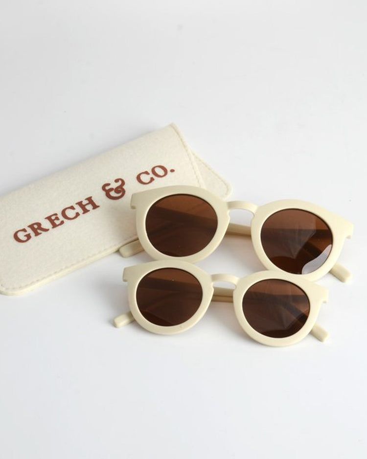 Little grech + co accessories sustainable sunglasses in buff for child + adult