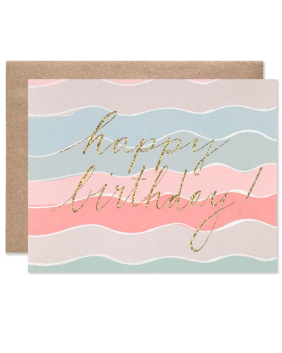 Little hartland brooklyn paper+party Happy Birthday Squiggles with Gold Glitter Foil Card