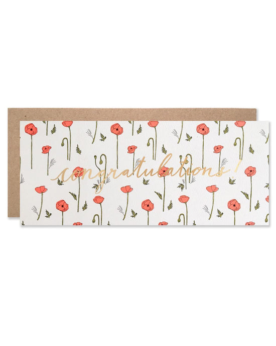 Little hartland brooklyn paper+party Neon Red Poppies Congratulations Card