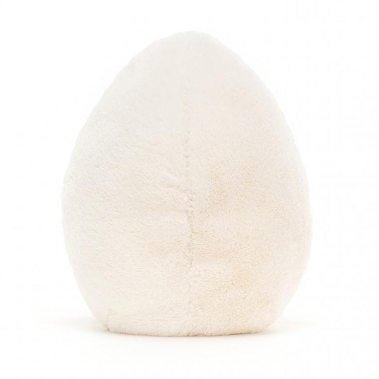 A white Jellycat Amuseable Boiled Egg stuffed animal on a white background.
