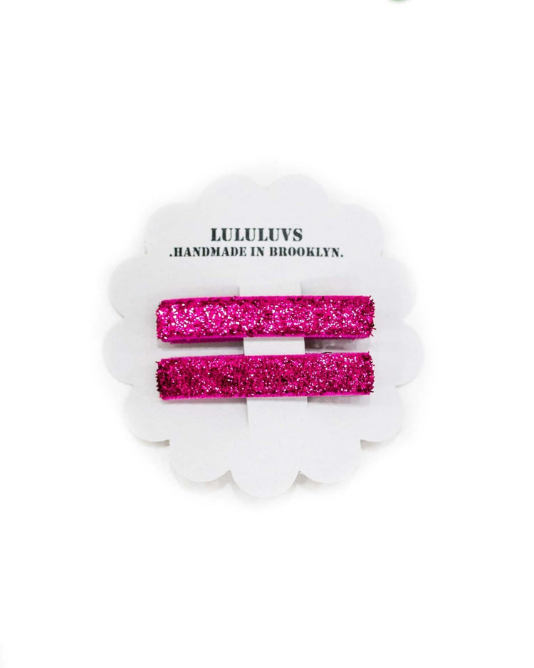 glitter bar clips in magenta