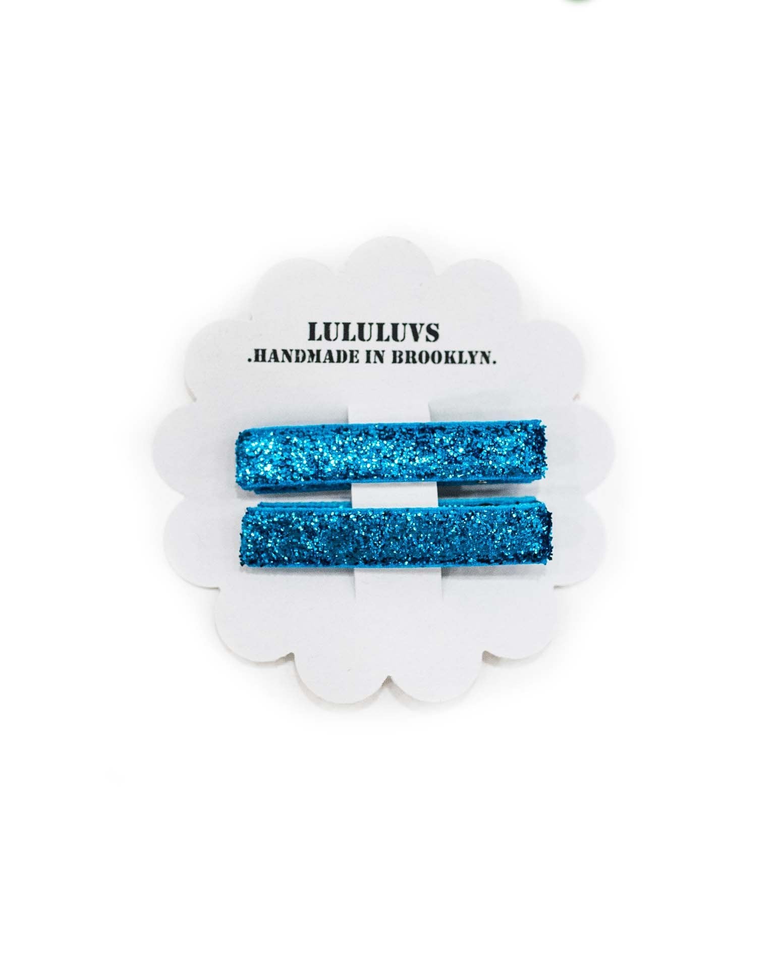 glitter bar clips in turquoise